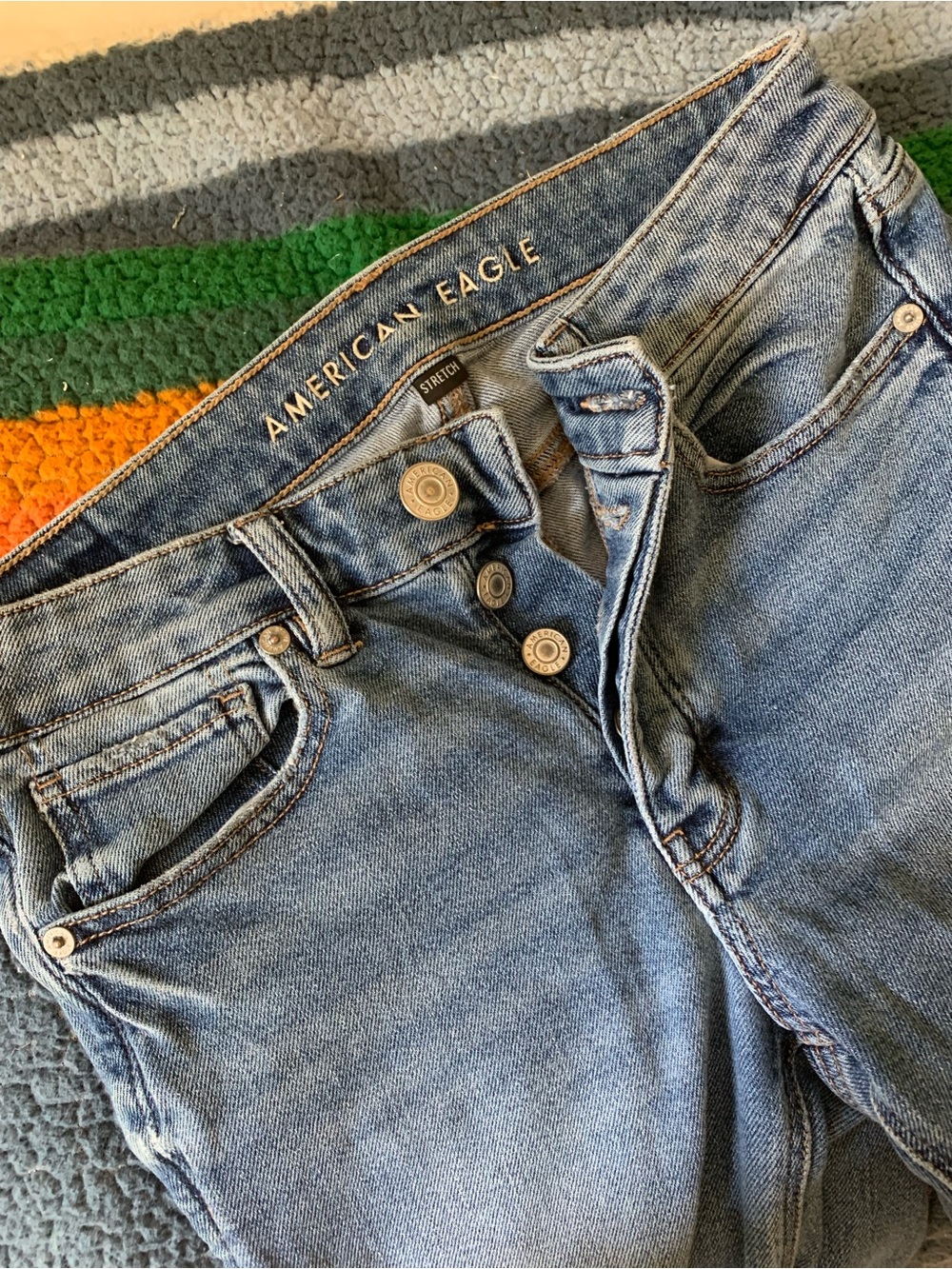 American Eagle Outfitters Light Blue Tomgirl High-Rise Button-Fly Women's Jeans
